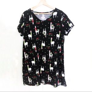 Fa-La-La-Llama Christmas Print Short Nightgown